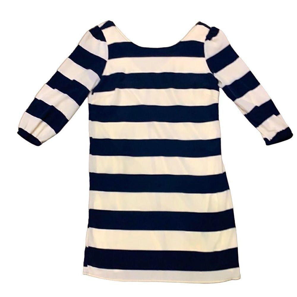 Sassy Pink Owl Small Navy/Ivory dress with low back